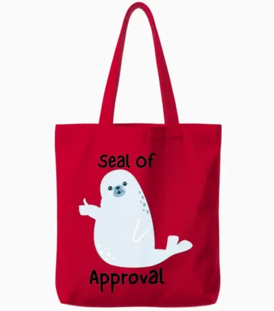 Funny, Seal of Approval Tote Bags - Red