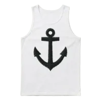 Anchor Embroidered Unisex Tank Top - White – 1