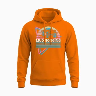 Mud Bogging Retro Unisex Hoodie - Safety Orange