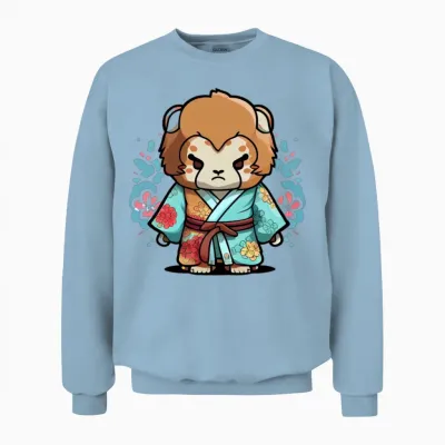 Lion Kimono Unisex Sweatshirt - Light Blue