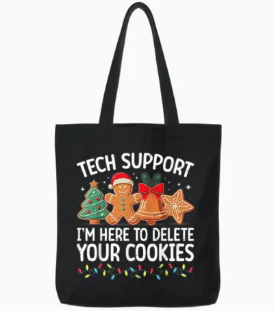Tech Support Christmas Cookies Women Men Funny Christmas Tote Bags - Black