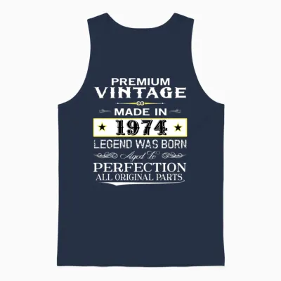 Premium Vintage 1974 Unisex Tank Top - Navy