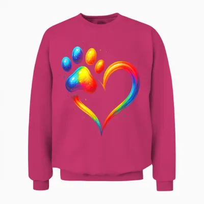 Bunte Hundepfote Tierliebhaber Aquarell Pfote Unisex Sweatshirt - Heliconia