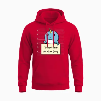 Narwhal Was Not Clever but Funny Unisex Hoodie - Red