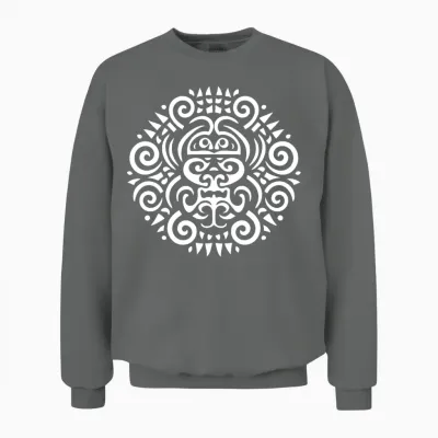 Maori Round Tattoo Harmony in White Unisex Sweatshirt - Graphite Heather