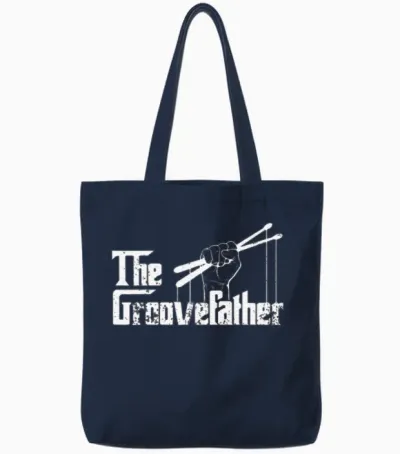 The Groovefather Drums Drumming Band Drumm Tote Bags - Navy