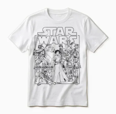 Amazon Essentials Star Wars Unisex Kids' Retro Movie Poster Group Pose T-Shirt, White, Small Unisex T-Shirt - White