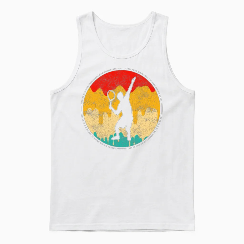 Tennis Retro Unisex Tank Top in White