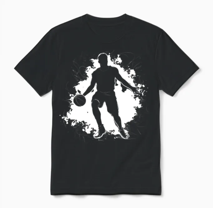 Basketball Boy Sketch Unisex T-Shirt in Black