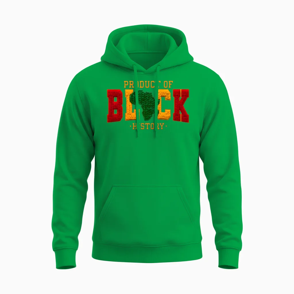Black Historical Month Product of Black History Unisex Hoodie in Irish Green