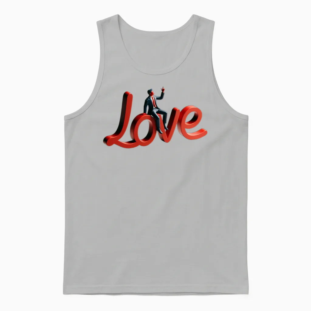 3d Love Typography with Creative Design Unisex Tank Top in Ash