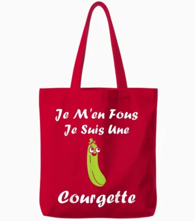 Humour Vegetables Je M'en Fous Je Suis Une Courgette T-Shirt, Black, S Tote Bags - Red