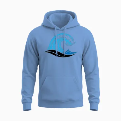 Blue Ocean Wave Cresting with T-Shirt White Foa Unisex Hoodie - Carolina Blue
