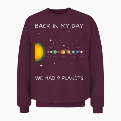 Back in My Day We Had Nine Planets - Space & Pluto Astronomy Unisex Sweatshirt - Maroon