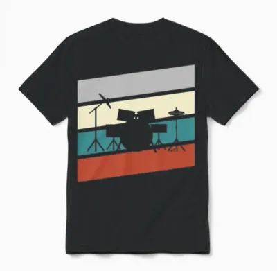 Drums Retro Unisex T-Shirt - Black