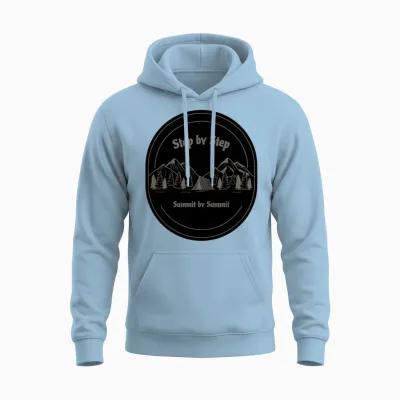 Hiking: Step by Step, Summit by Summit Unisex Hoodie - Light Blue
