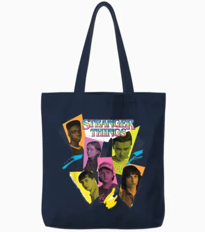 Stranger Things 4 Lucas, Max, Dustin, Eleven, Mike Tote Bags - Navy