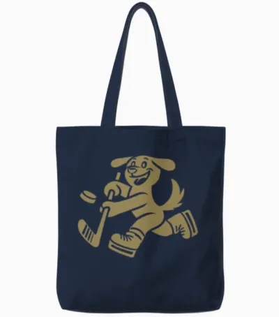 Dachshund Hockey Silhouette Minimalist Tote Bags - Navy