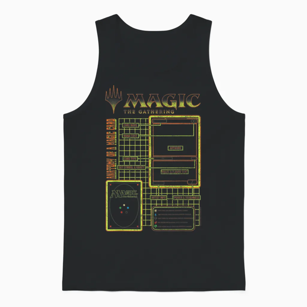 Magic: the Gathering Anatomy of a Magic Card Retro Schematic Unisex Tank Top in Black