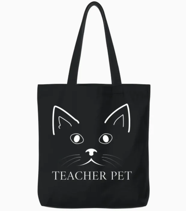 Funny Teacher Pet Teachers Tote Bags in Black