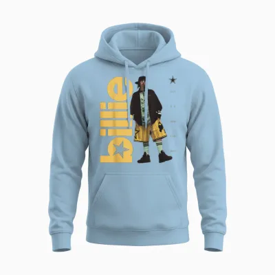 Official Billie Eilish Hit Me Hard and Soft Standing Photo Unisex Hoodie - Light Blue