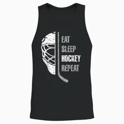 Eat Sleep Hockey Repeat Christmas for Teen Adult Hockey Unisex Tank Top - Black