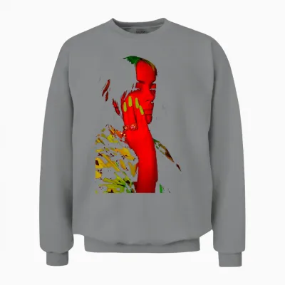 Official Billie Eilish Red Photo Neon Black Unisex Sweatshirt - Sport Grey