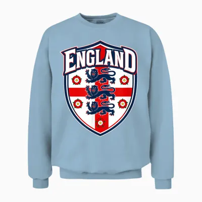 England Flag Shirts for Men Women Kids Patriotic England Unisex Sweatshirt - Light Blue