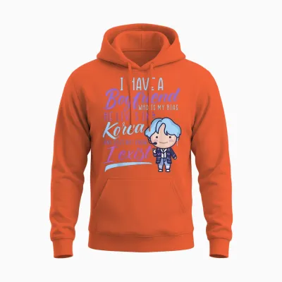 J'ai Un Petit Ami Qui Est Mon Parti Pris K-Drama K-Pop Fans Lovers Unisex Hoodie - Orange