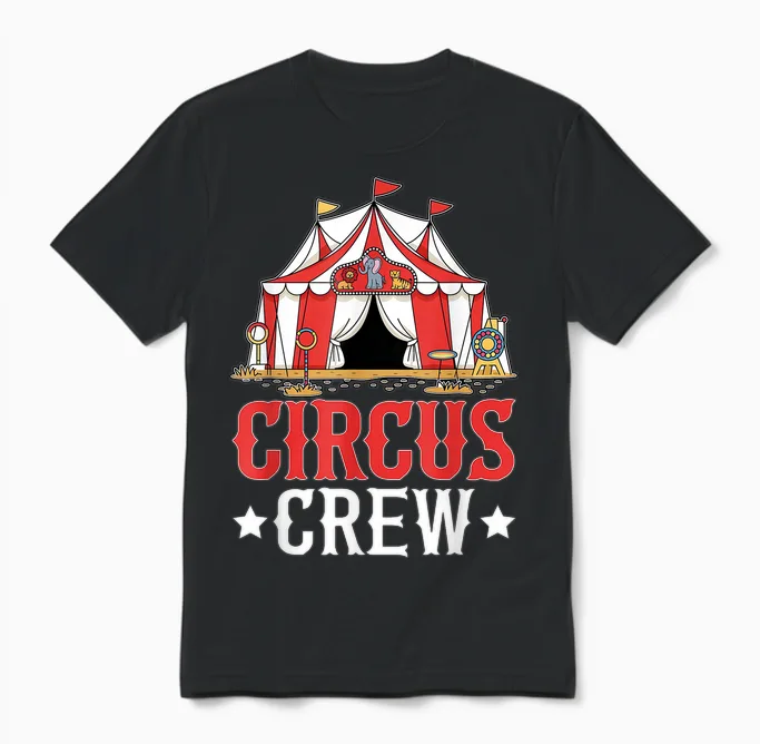 Circus Crew Carnival Costume Funny Circus Event Clown T-Shirt, Black Unisex T-Shirt in Black