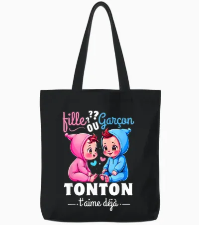 Man Gift Gender Reveal Tonton Party Sex Reveal Baby T-Shirt, Black, S Tote Bags - Black