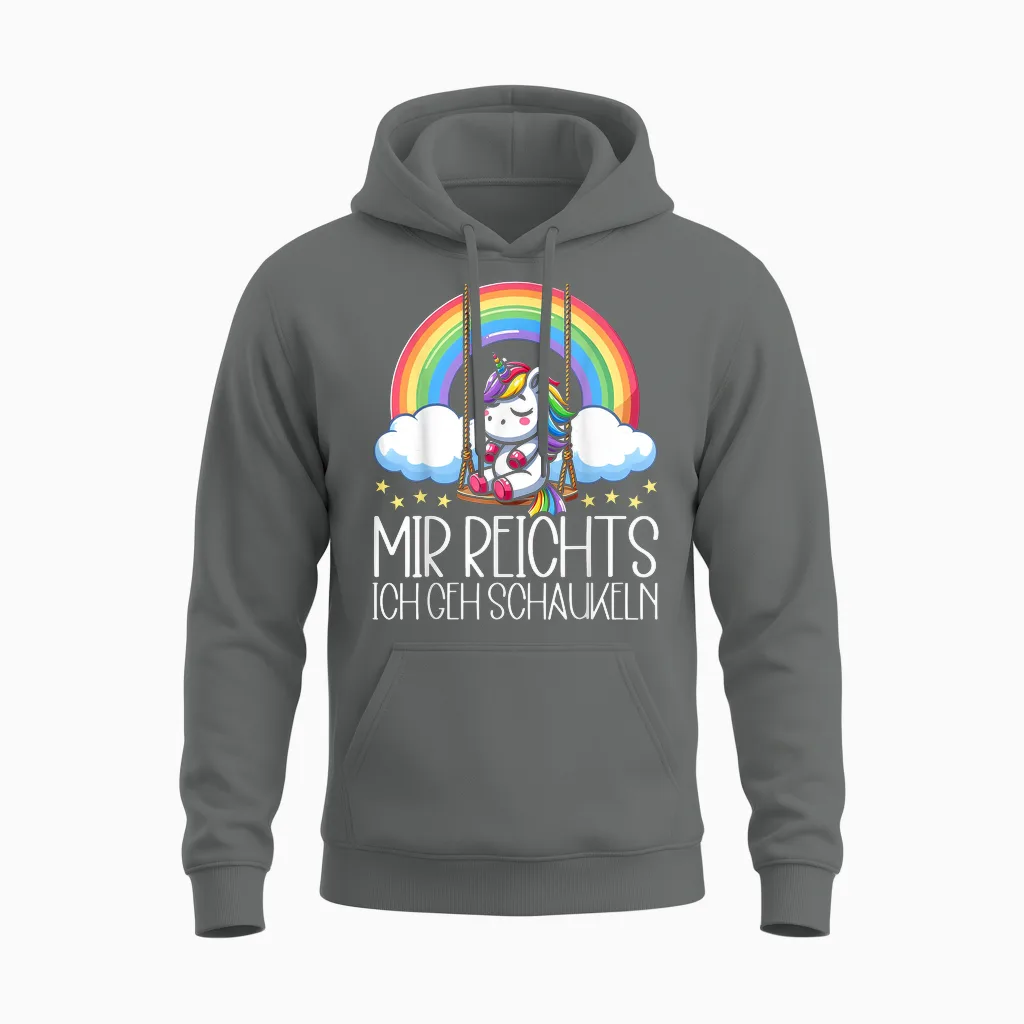 Mir Reichts Ich Geh Schaukeln Funny Unicorn Partner Look T-Shirt, Black Unisex Hoodie in Graphite Heather