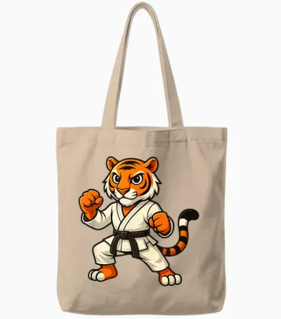Tiger Karate Lustig Schwarzer Gürtel Jungen Mädchen Kinder Tote Bags - Natural