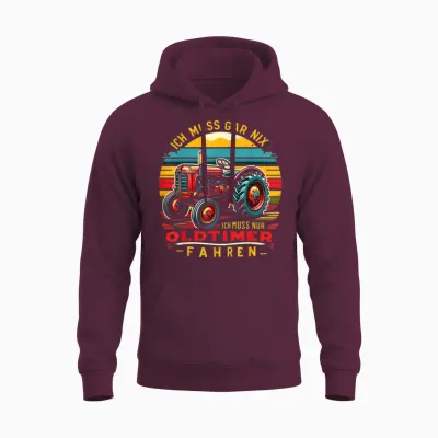 Artipalati Geschenke Oldtimer Traktor Landwirt Landwirtschaft Bauer Trecker T-Shirt Schwarz Klein Unisex Hoodie - Maroon