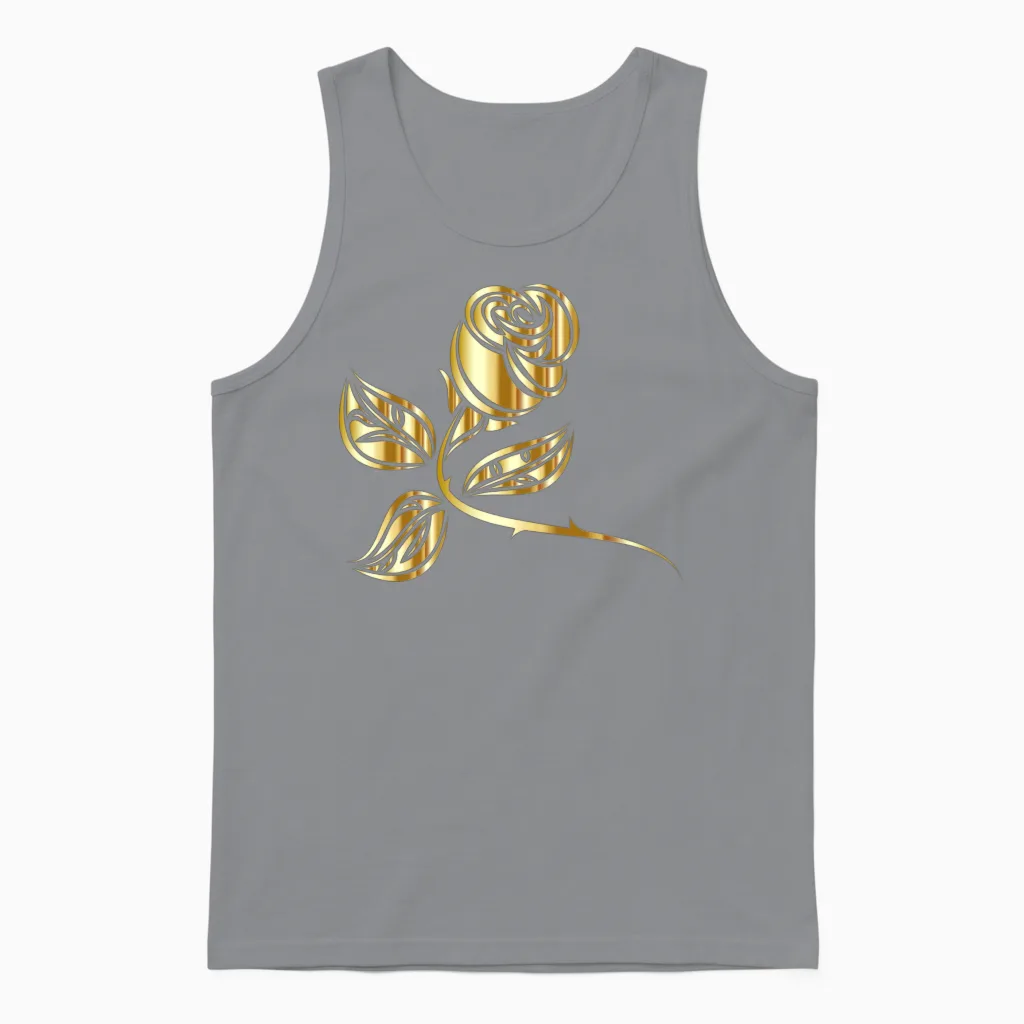 Gold Rose Floral & Botanical Unisex Tank Top in Sport Grey