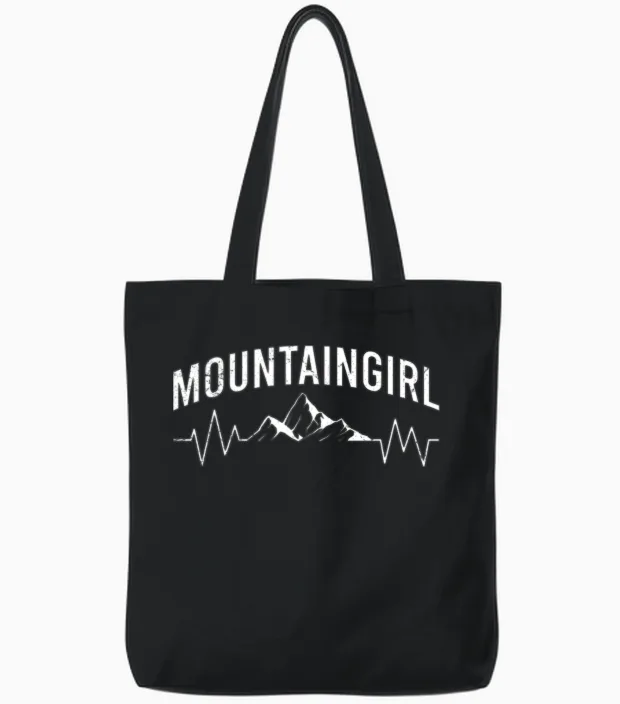 Mountain Girl Mountaineers Climbing and Hiking Tote Bags in Black