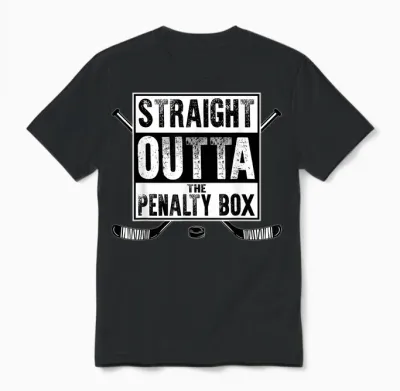 Ice Hockey Player Gift Straight Outta the Penalty Box Unisex T-Shirt - Black