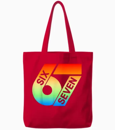 Six Seven 67 Buntes 6 7 Gen Alpha Slang Lustiges 6-7 Meme Tote Bags - Red