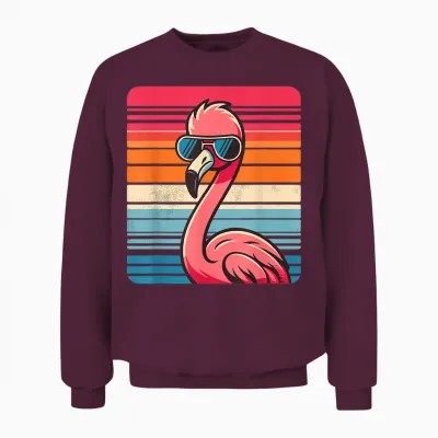 Cooler Retro Flamingo in Sonnenbrille 70er 80er 90er Lustiger Flamingo Unisex Sweatshirt - Maroon
