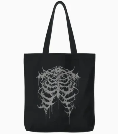 Horror Black Metal Death Metal Gothic Goth Grunge T-Shirt, Black Tote Bags - Black
