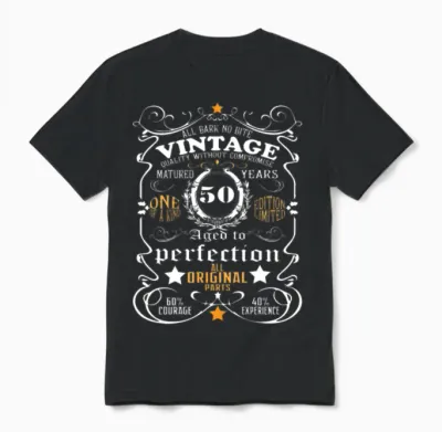 50th Birthday Shirt Vintage 50th Birthday Gift Unisex T-Shirt - Black