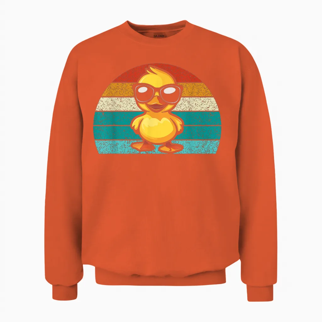 Coole Gelbe Retro Ente Mit Sonnenbrille, Lustige Ente Unisex Sweatshirt in Orange