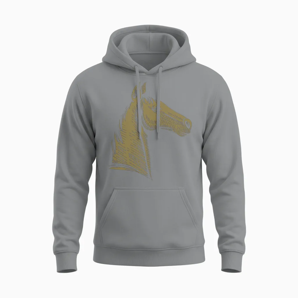 Minimalist Horse Portrait Silhouette Unisex Hoodie in Sport Grey