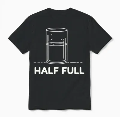 Half Full Unisex T-Shirt - Black
