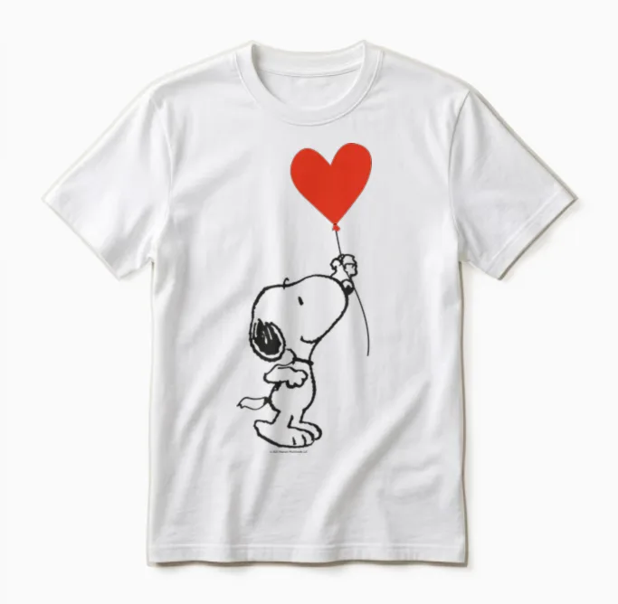 Peanuts - Snoopy with Heart Shaped Balloon Banksy Unisex T-Shirt in White