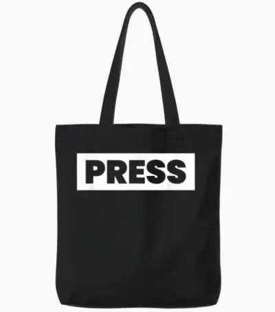 Press Design Saying Press Media News Journalists Press Tote Bags - Black