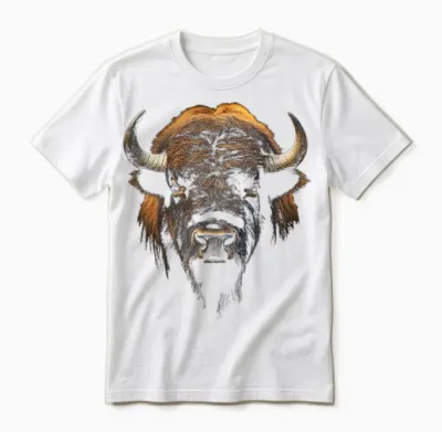 Bison Portrait Tier Zoo Kunst Bison Unisex T-Shirt - White