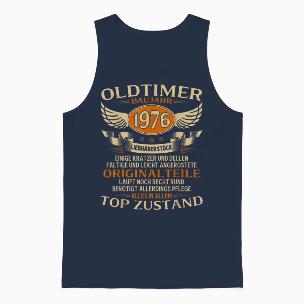 50th Birthday Man Gift Oldtimer 1976 50 Years Decorative Unisex Tank Top in Navy