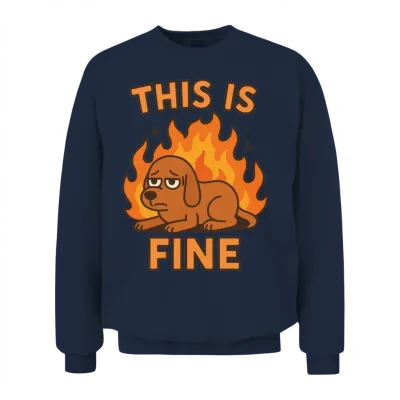 Calm Chaos Dog – Viral Retro Funny Design Unisex Sweatshirt - Navy