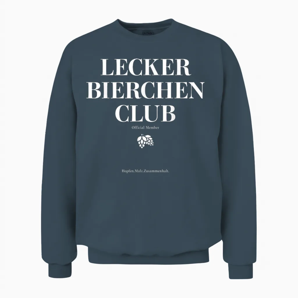 Lecker Bierchen Club. Hopfen Malz Zusammenhalt Lustiges Bier Unisex Sweatshirt in Dark Heather